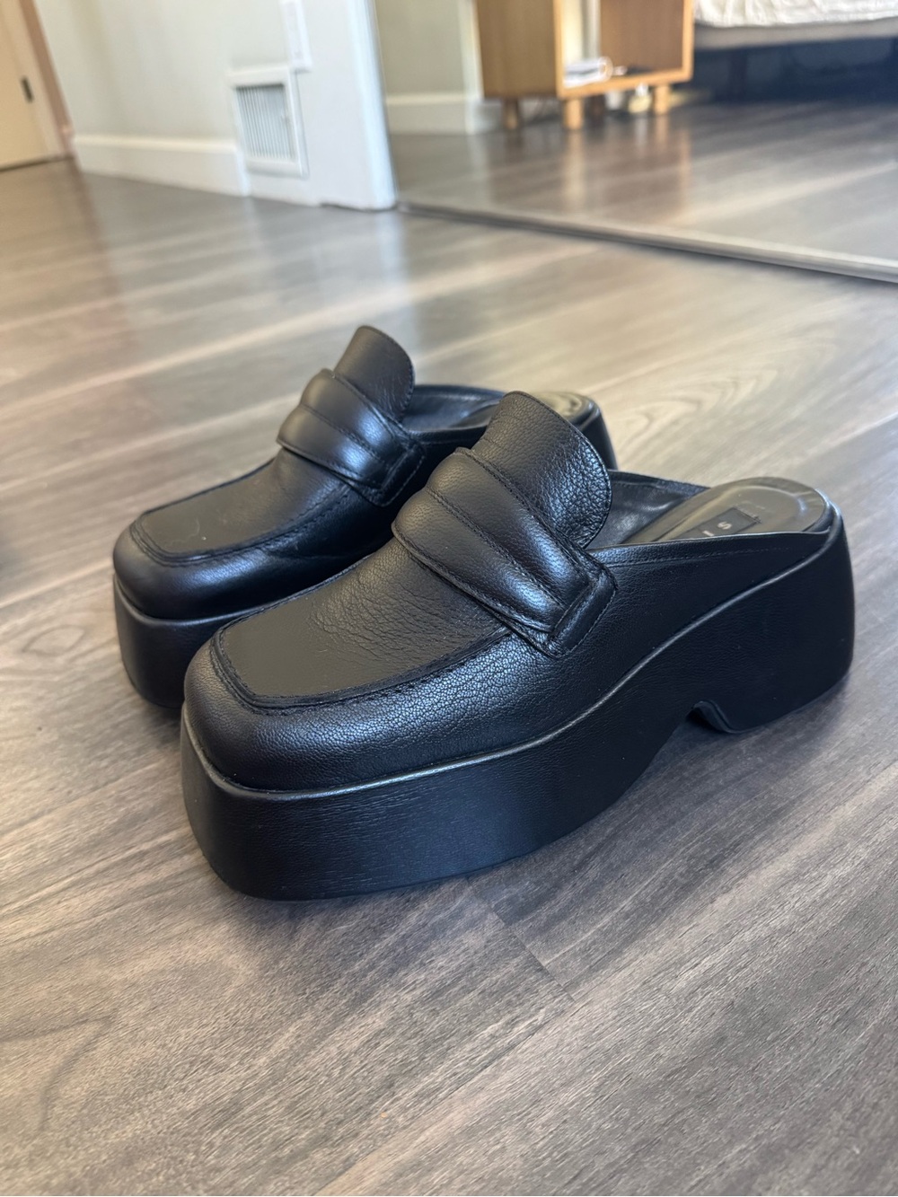 Simon Miller Black Platform Mule Loafers - Women's Slip-On Shoes
